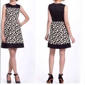 Leifnotes Dress A-Line Corduroy Blurred Dot  Black Anthropologie Size 6